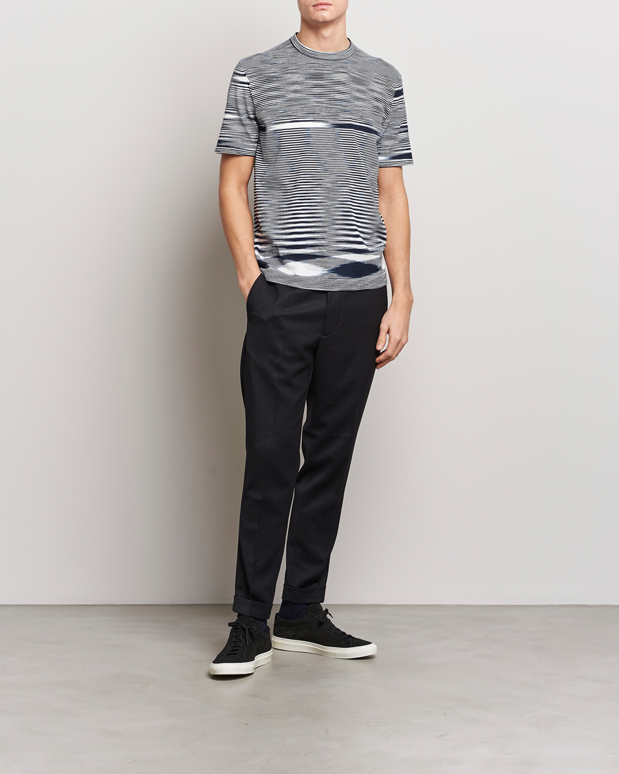Homme | T-shirts | Missoni | Space Dyed Knitted T-Shirt White/Navy