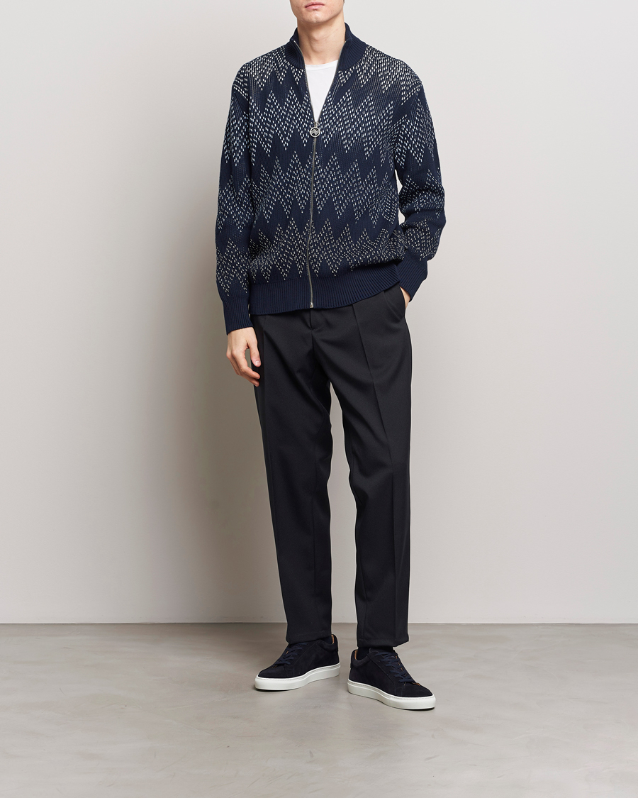 Homme | Pulls Et Tricots | Missoni | Chevron Full Zip Cardigan Jacket Navy