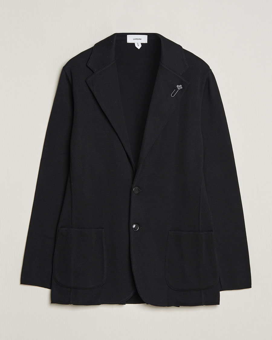 Homme | Blazers | Lardini | Knitted Cotton Blazer Black