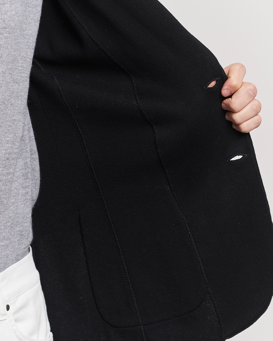 Homme | Blazers | Lardini | Knitted Cotton Blazer Black