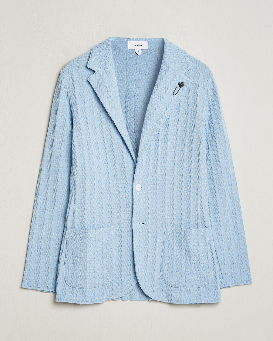 Homme | Blazers | Lardini | Knitted Structure Cotton Blazer Light Blue