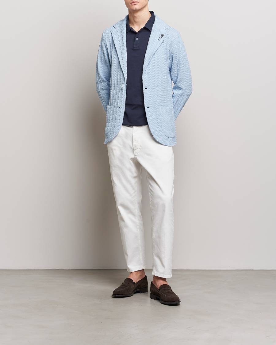Heren | Blazers | Lardini | Knitted Structure Cotton Blazer Light Blue