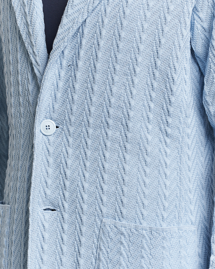 Homme | Blazers | Lardini | Knitted Structure Cotton Blazer Light Blue