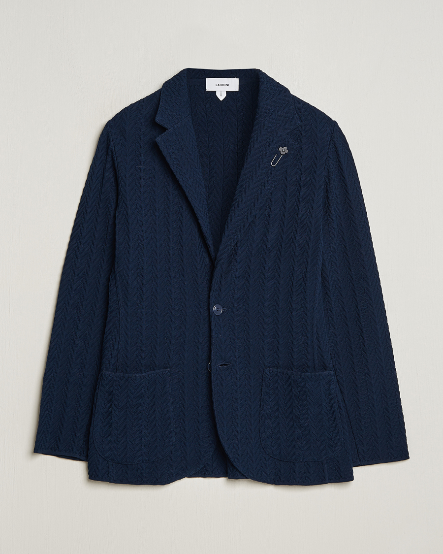 Homme | Blazers | Lardini | Knitted Structure Cotton Blazer Navy