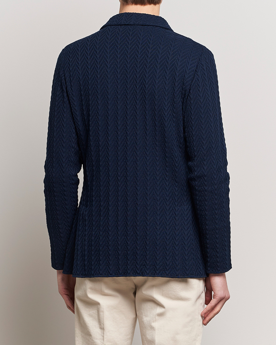 Homme | Blazers | Lardini | Knitted Structure Cotton Blazer Navy