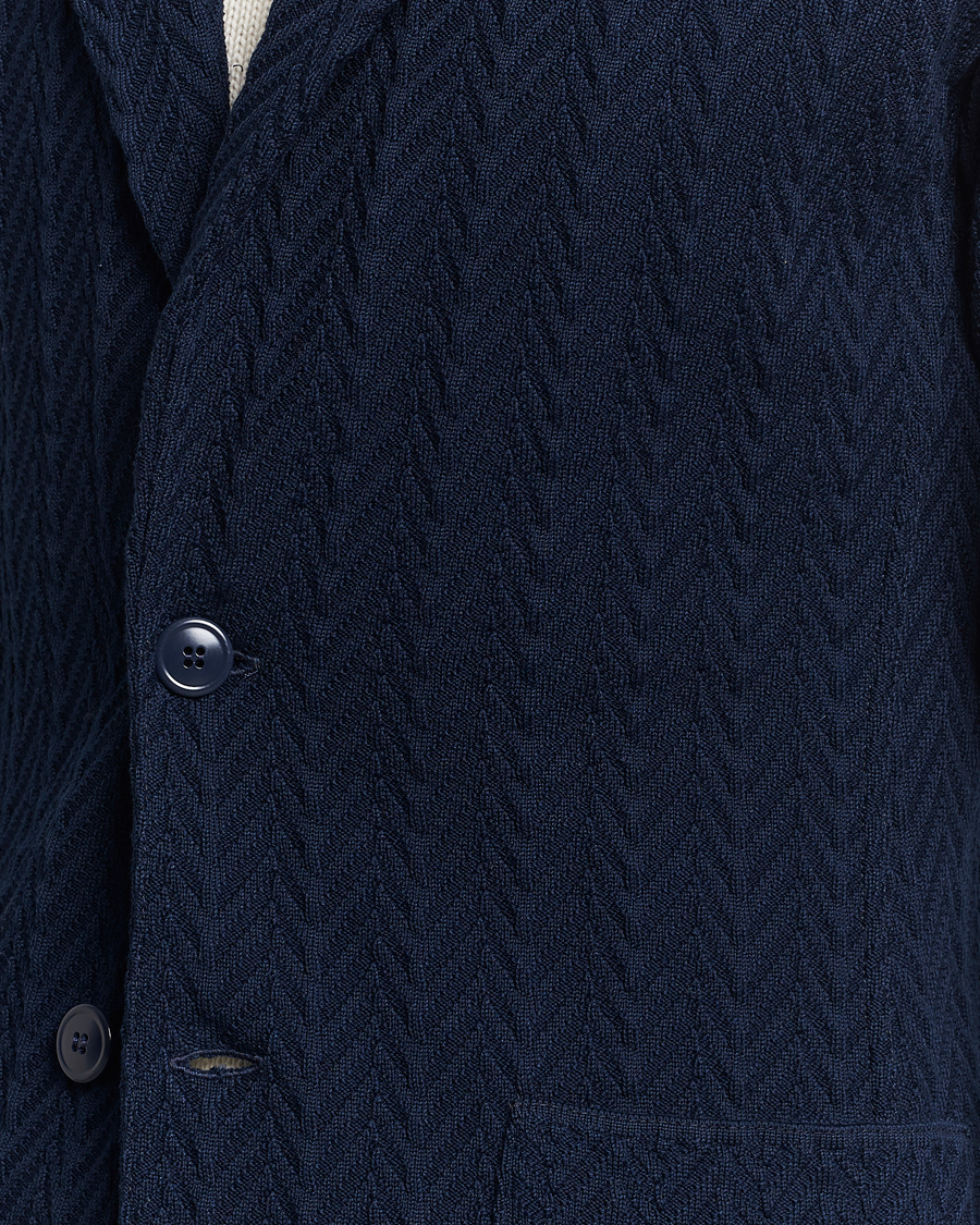 Homme | Blazers | Lardini | Knitted Structure Cotton Blazer Navy