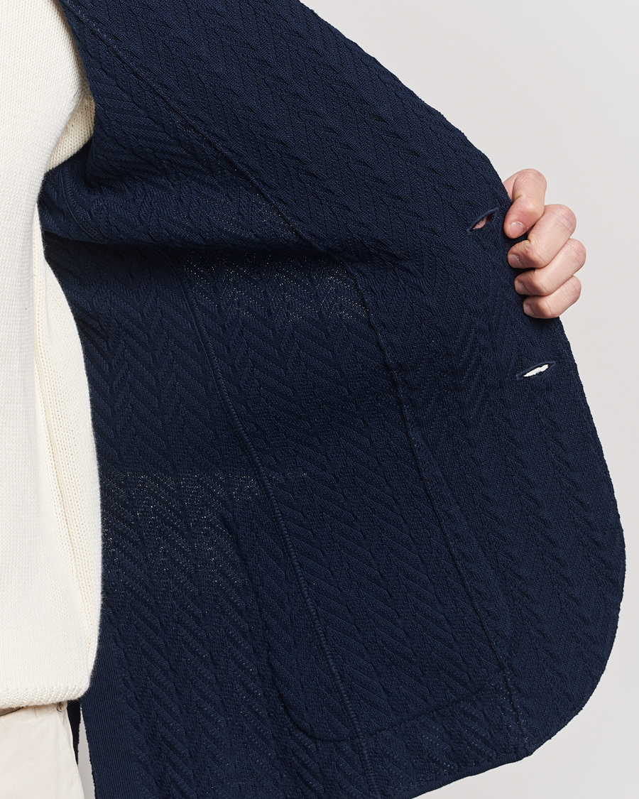 Homme | Blazers | Lardini | Knitted Structure Cotton Blazer Navy