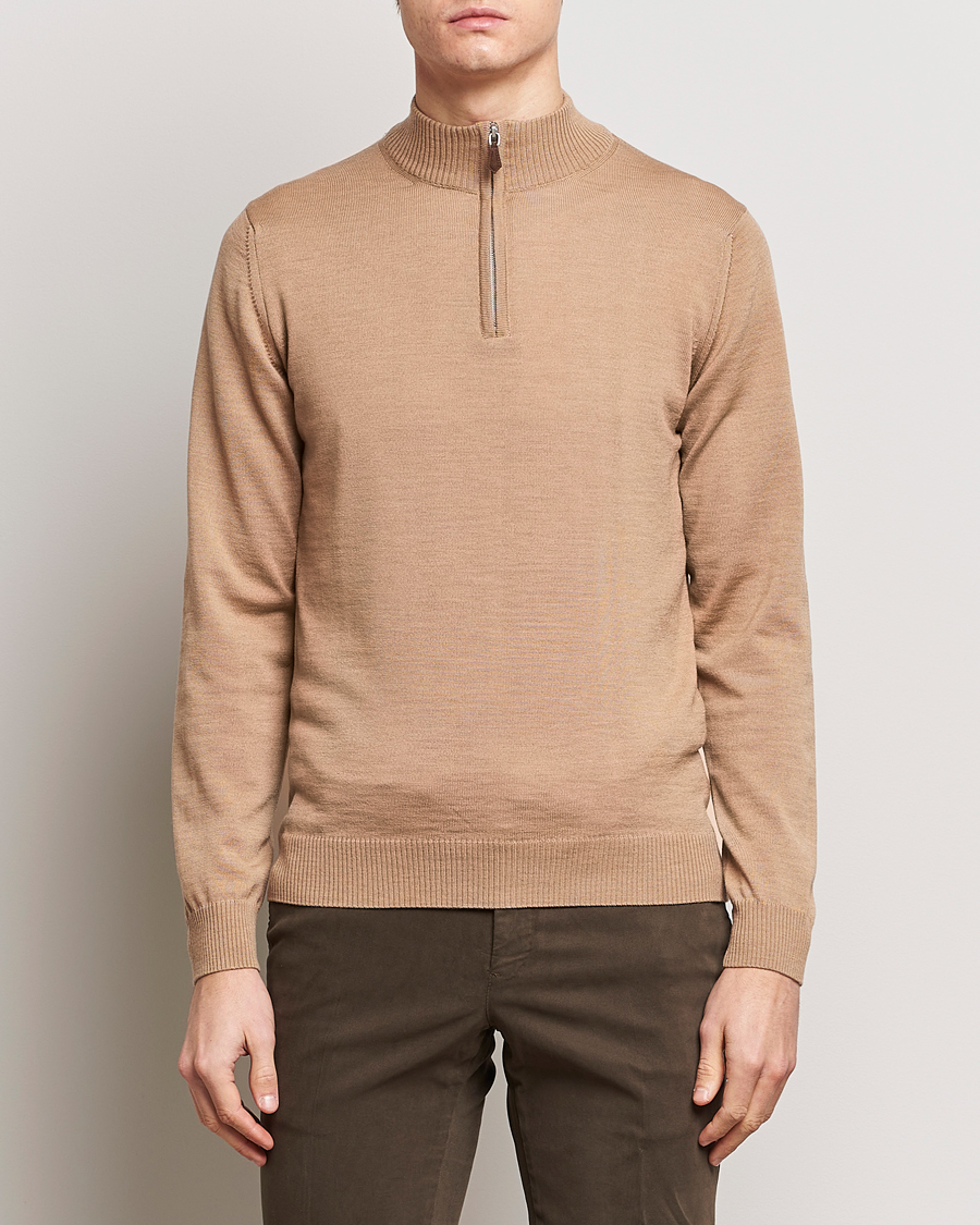 Homme | Pulls Et Tricots | Stenströms | Merino Wool Half Zip Sand
