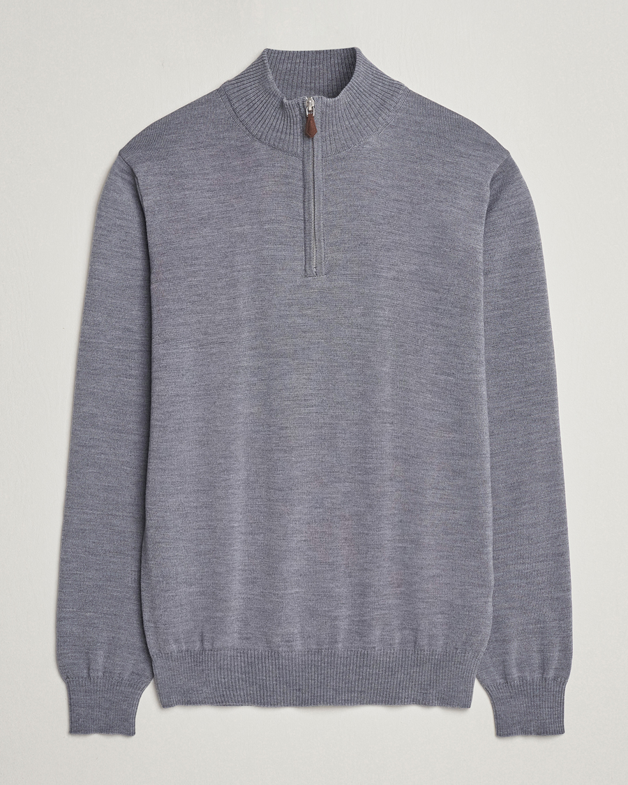 Homme | Pulls Et Tricots | Stenströms | Merino Wool Half Zip Mid Grey