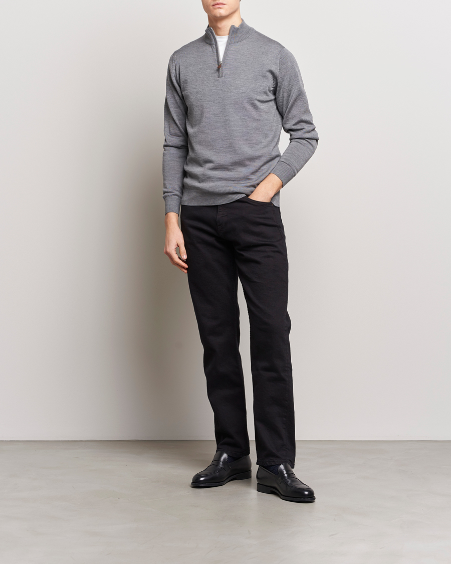 Homme | Pulls Et Tricots | Stenströms | Merino Wool Half Zip Mid Grey