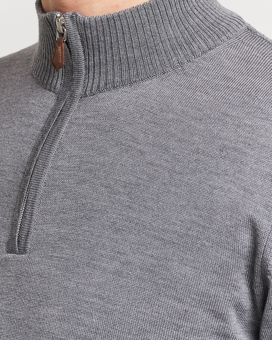 Homme | Pulls Et Tricots | Stenströms | Merino Wool Half Zip Mid Grey
