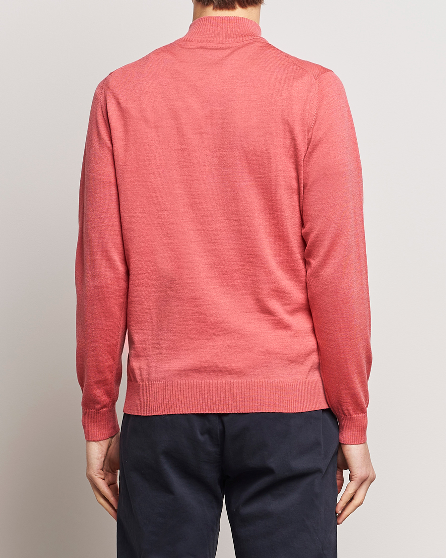 Homme | Pulls Et Tricots | Stenströms | Merino Wool Half Zip Coral Red