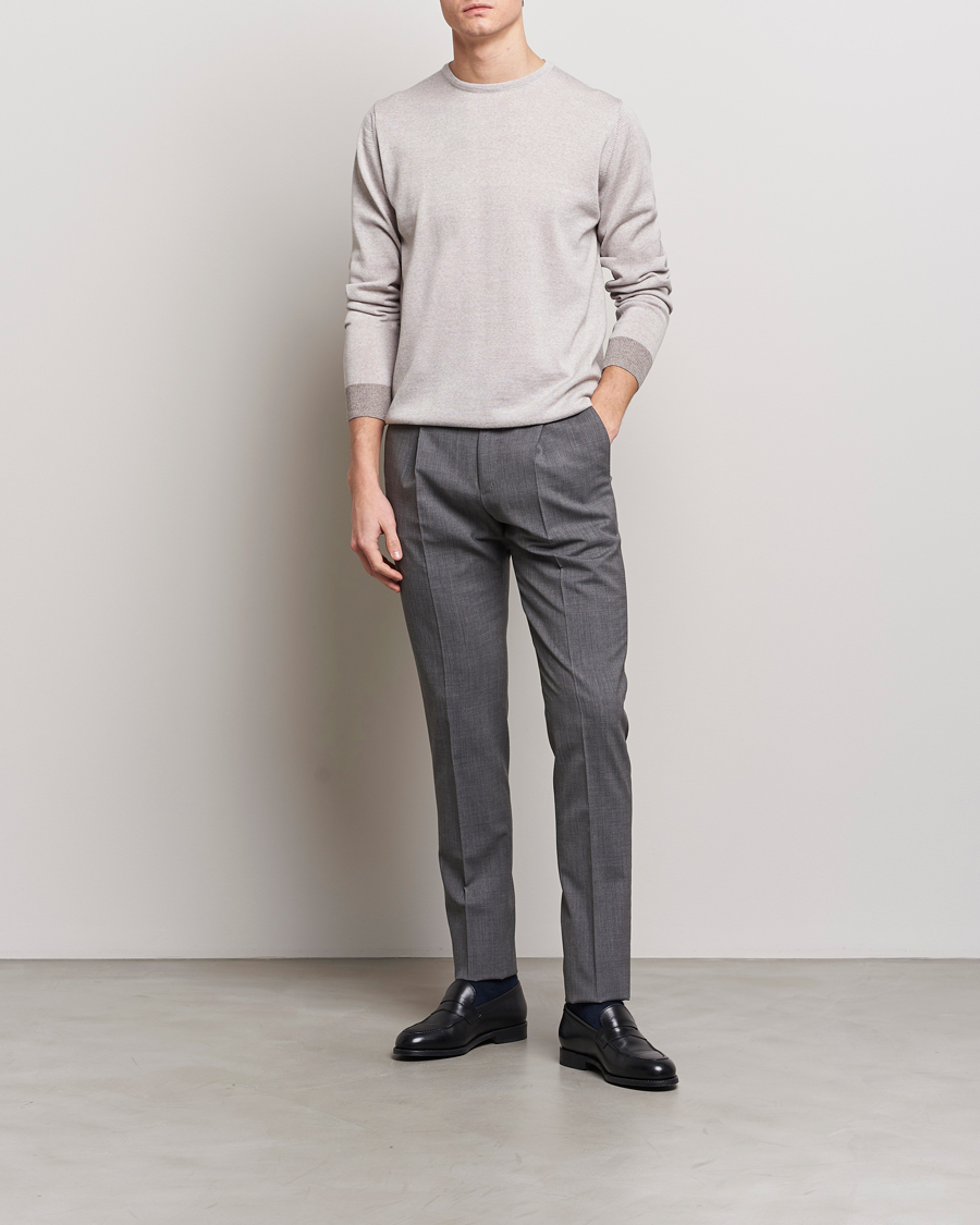 Homme | Pulls Et Tricots | Stenströms | Merino Contrast Crew Neck Beige