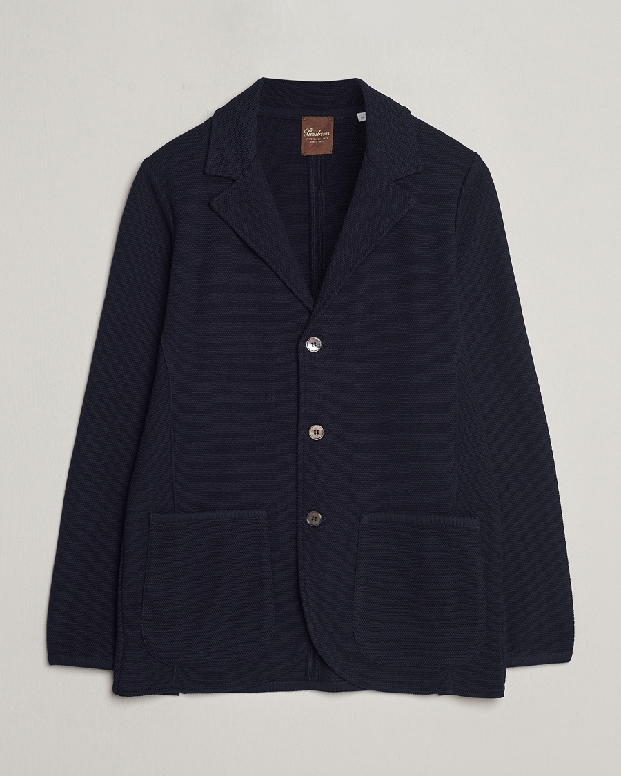 Homme | Blazers | Stenströms | Merino Wool Texture Knitted Blazer Navy
