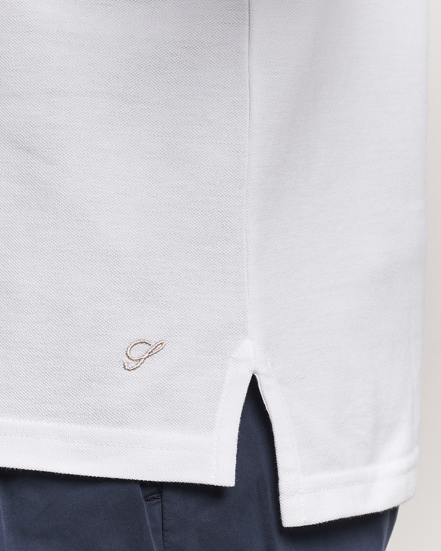 Homme | Polos | Stenströms | Organic Cotton Piquet Polo Shirt White