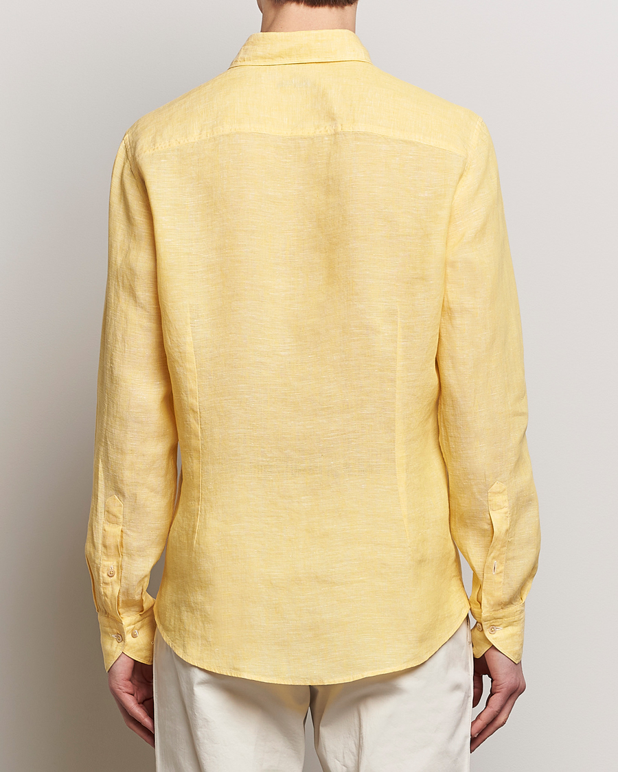 Homme | Chemises | Stenströms | Slimline Cut Away Linen Shirt Yellow