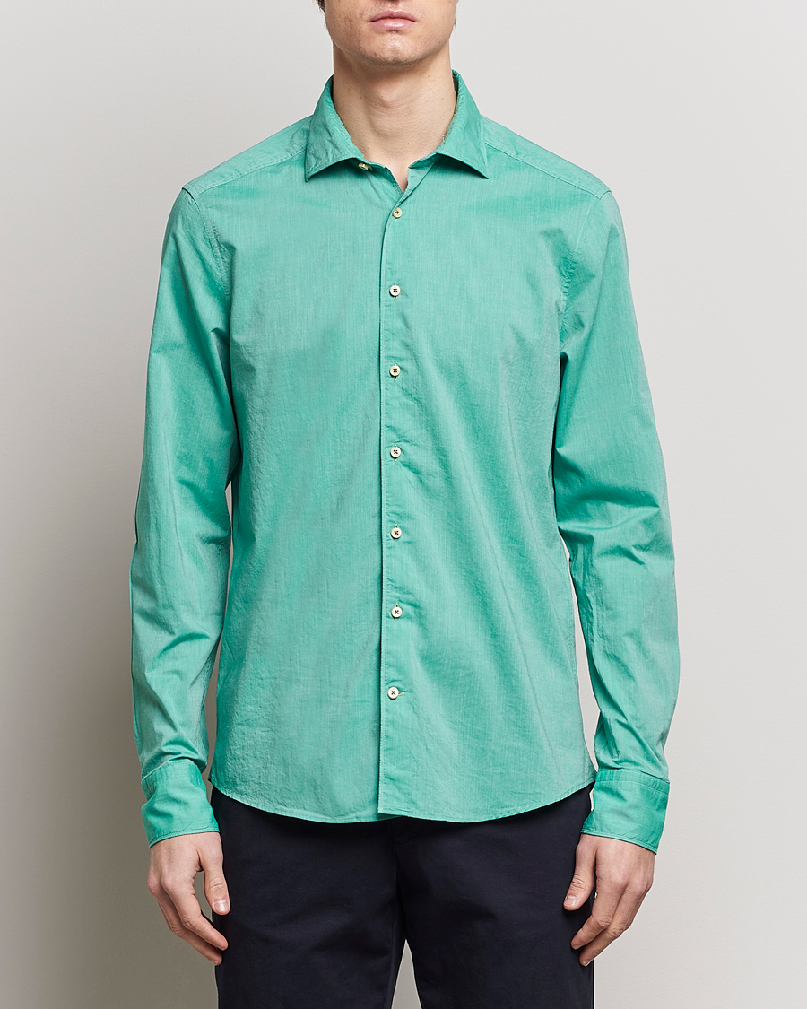 Homme | Chemises | Stenströms | Slimline Washed Summer Poplin Shirt Green