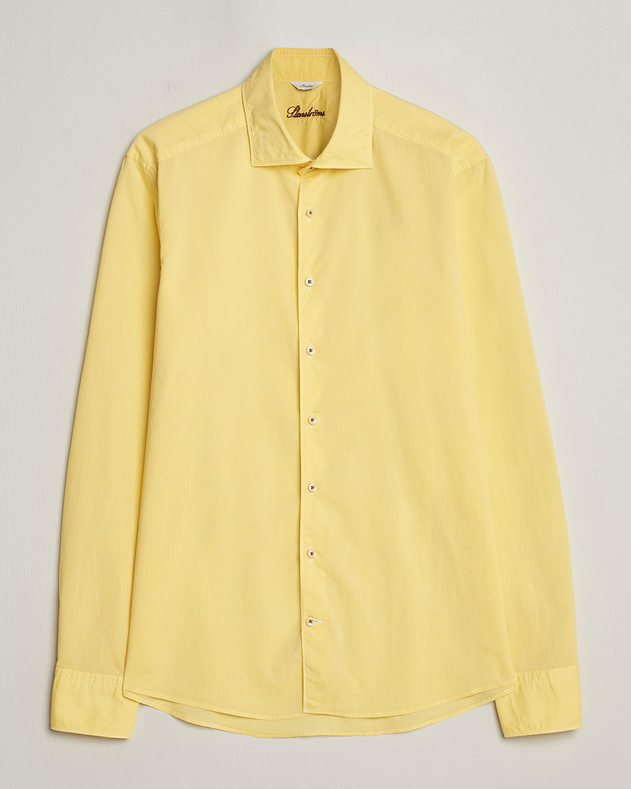 Heren | Overhemden | Stenströms | Slimline Washed Summer Poplin Shirt Yellow