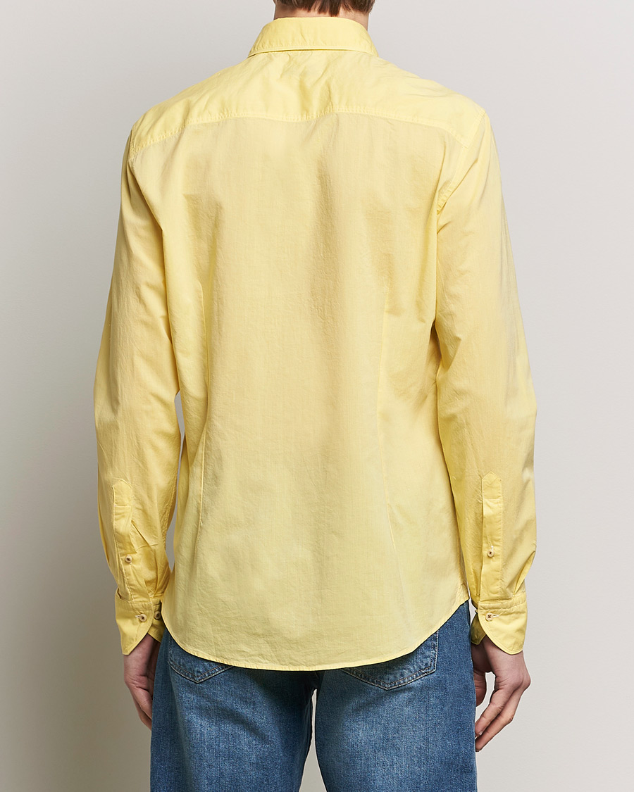 Heren | Overhemden | Stenströms | Slimline Washed Summer Poplin Shirt Yellow
