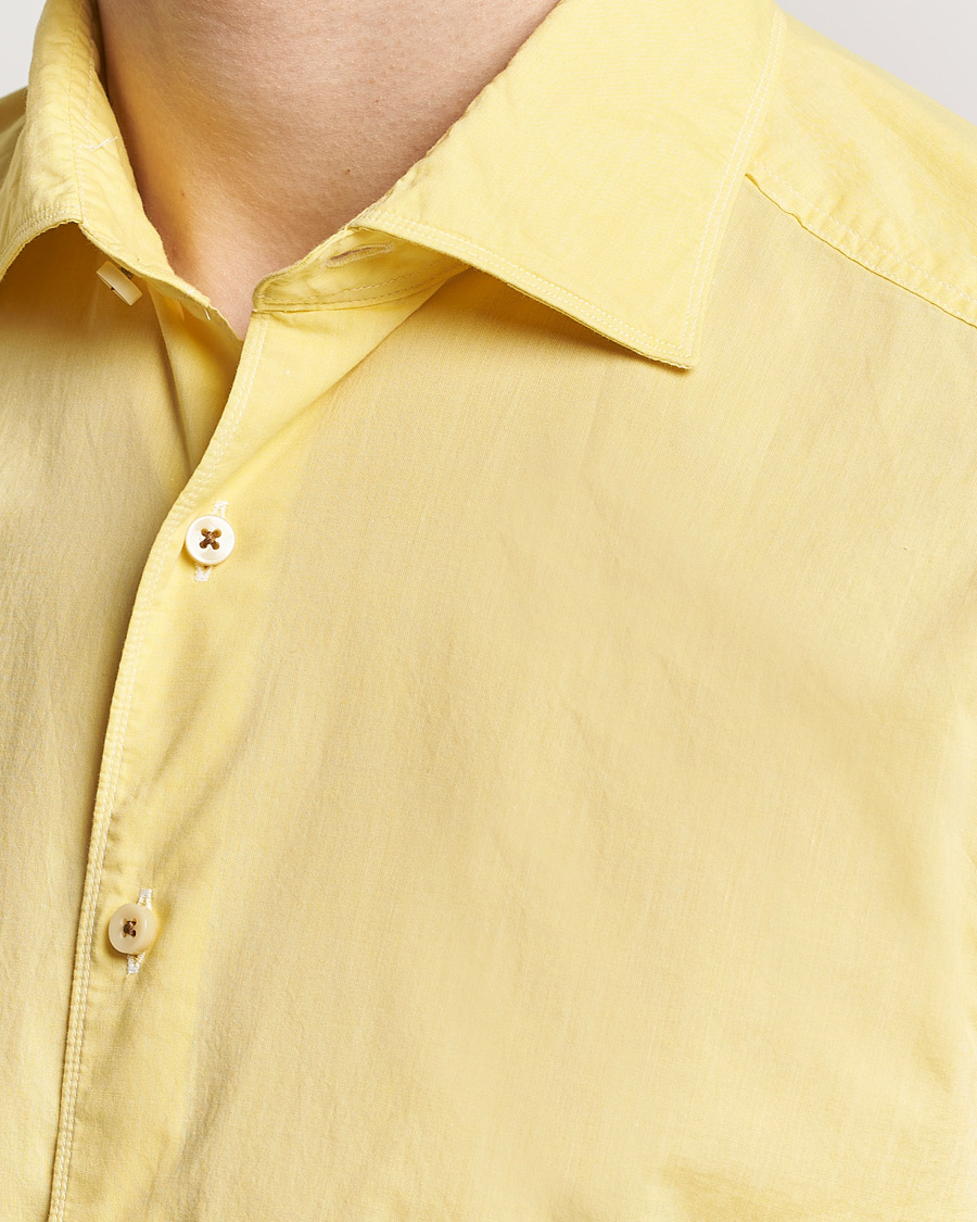 Heren | Overhemden | Stenströms | Slimline Washed Summer Poplin Shirt Yellow