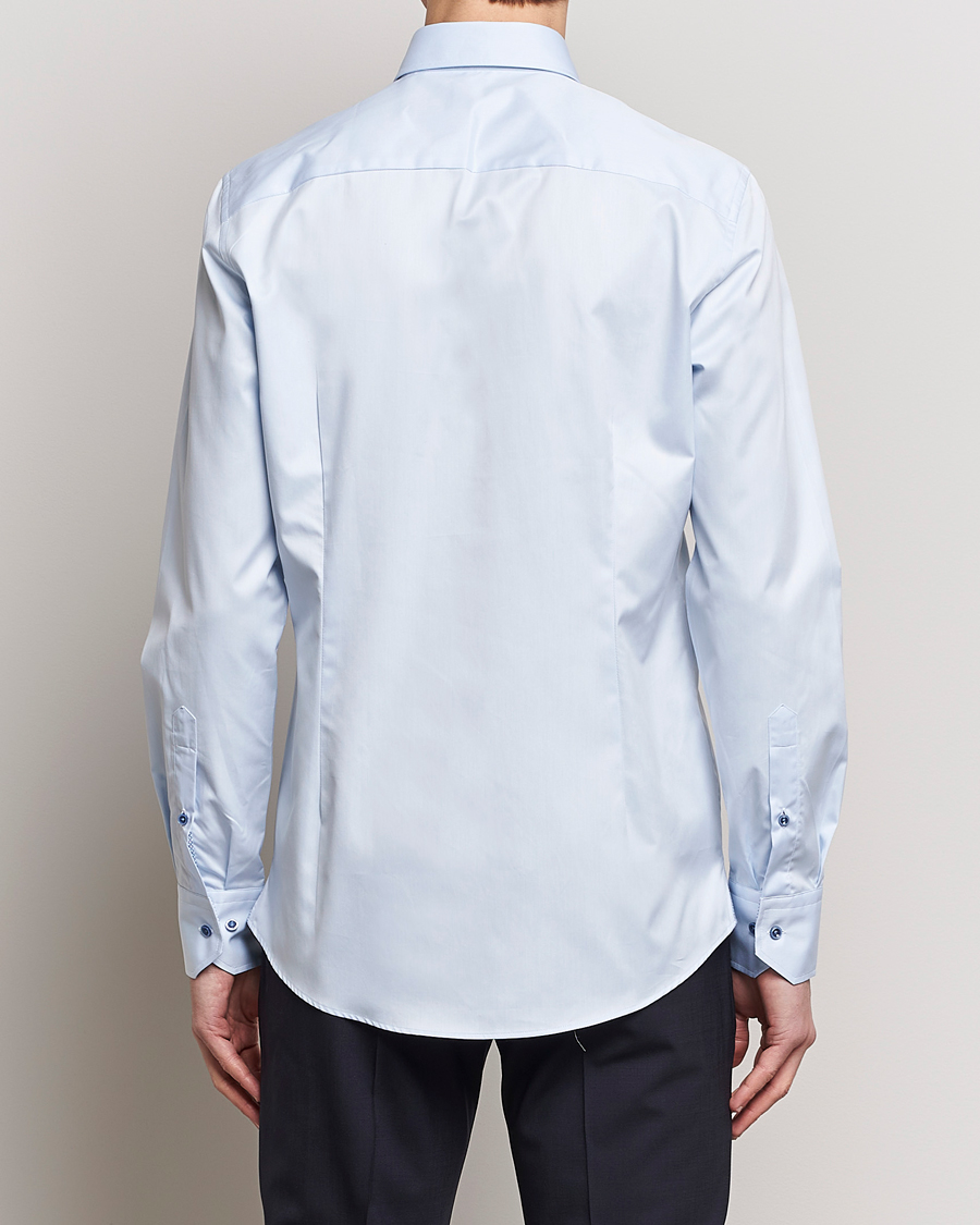 Homme | Chemises | Stenströms | Slimline Cut Away Print Contrast Shirt Light Blue