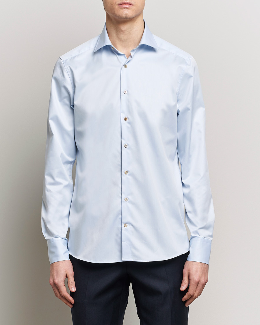 Heren | Overhemden | Stenströms | Slimline Multi Stripe Contrast Cut Away Shirt Light Blue