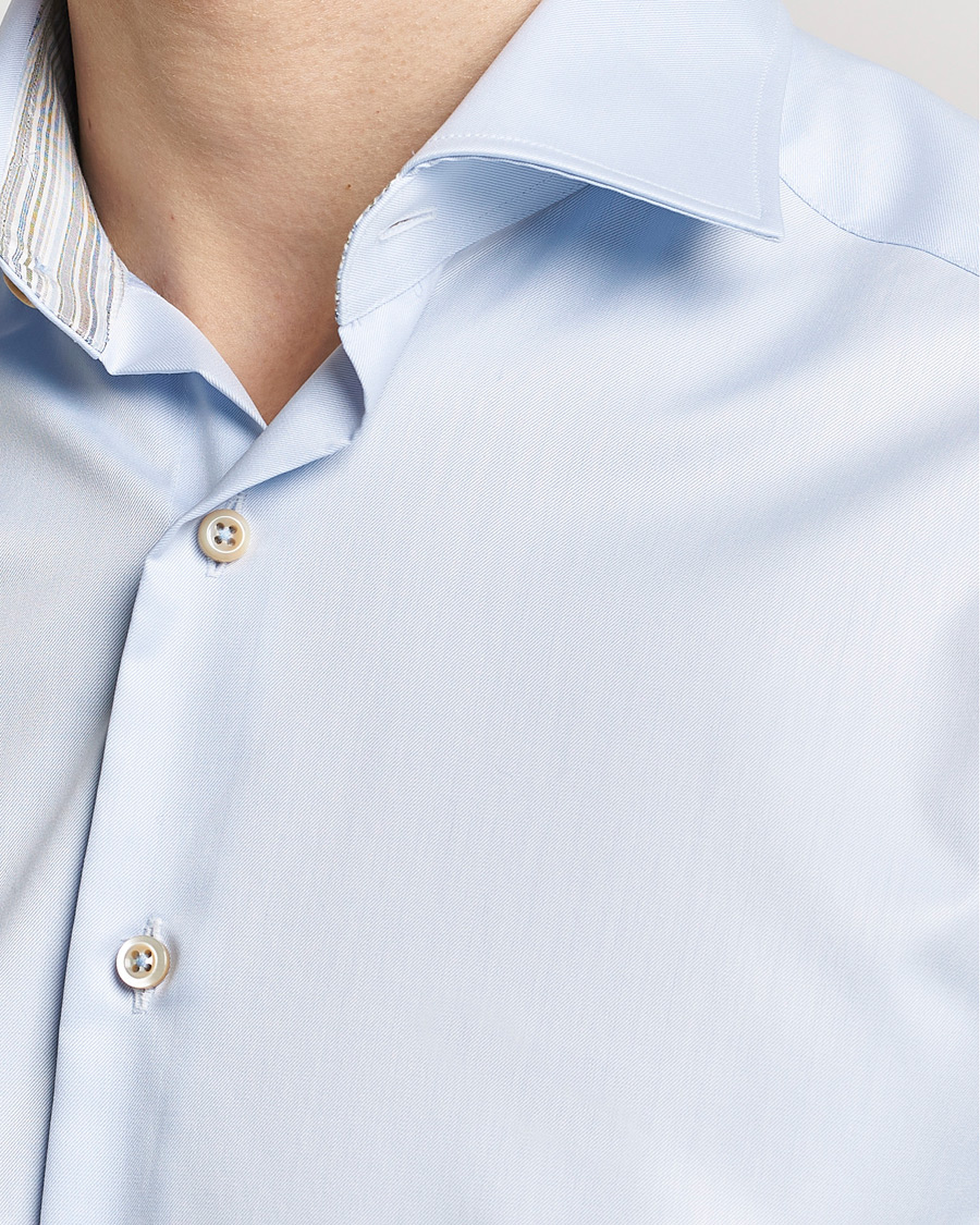 Heren | Overhemden | Stenströms | Slimline Multi Stripe Contrast Cut Away Shirt Light Blue