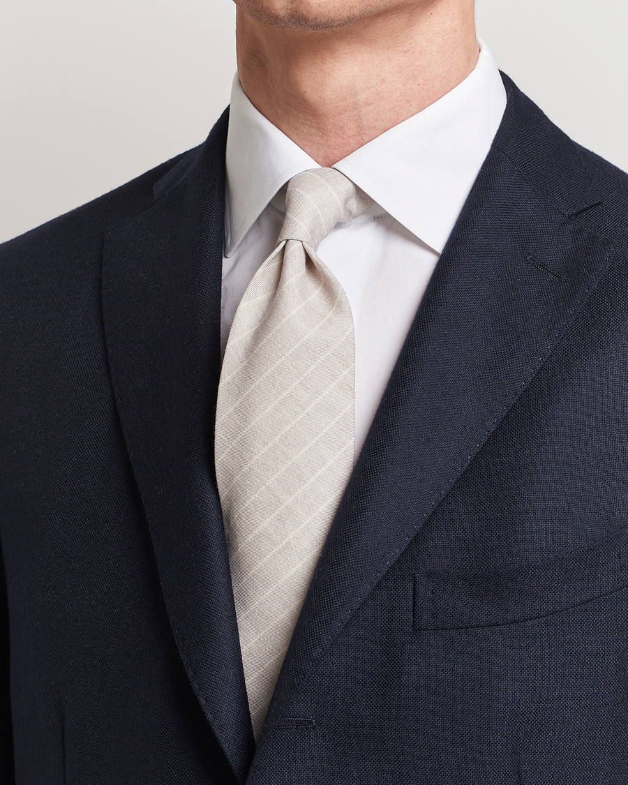 Homme | Stenströms Striped Cotton/Wool Tie Grey | Stenströms | Striped Cotton/Wool Tie Grey
