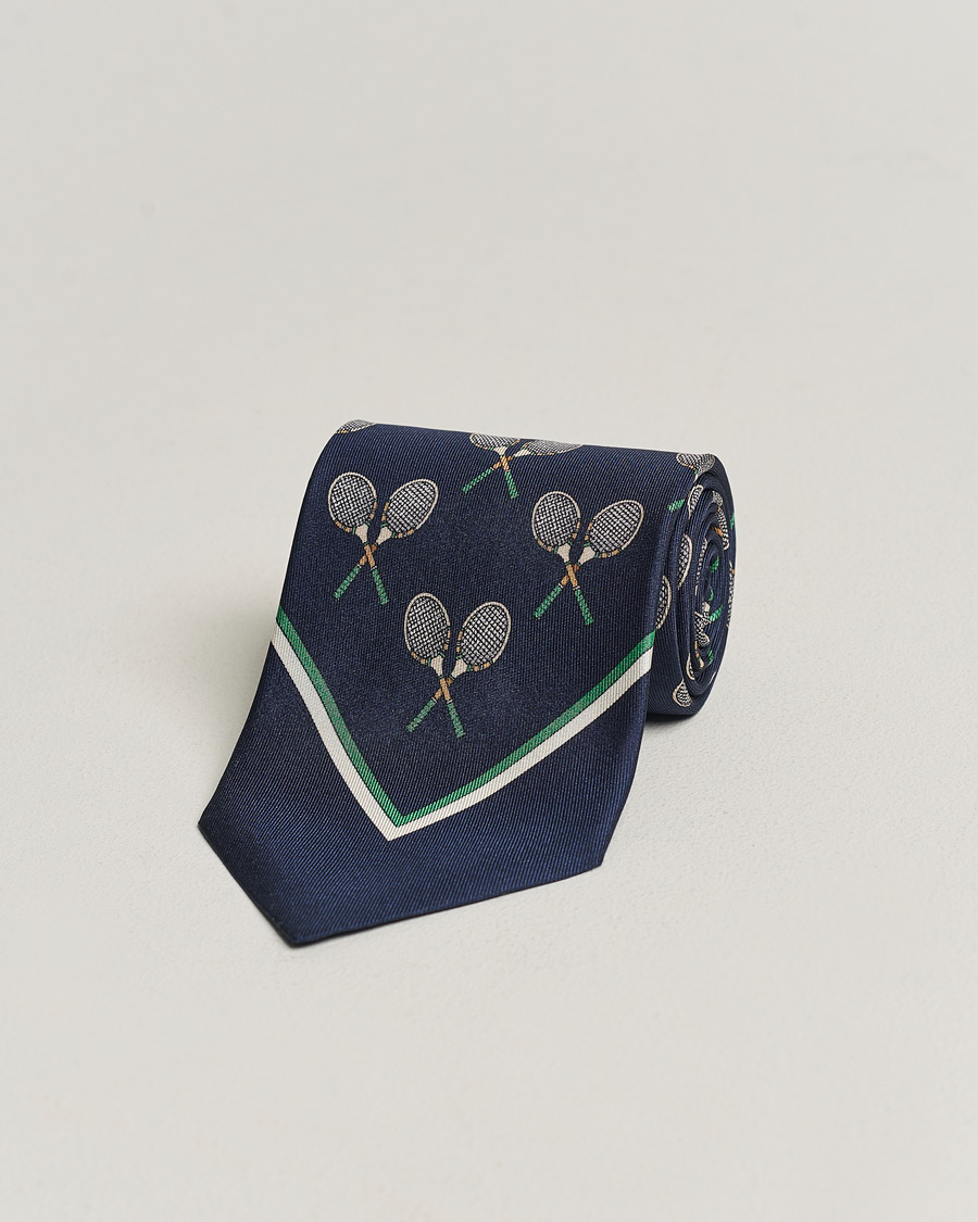 Heren | Stenströms Silk Tennis Tie Navy/Green | Stenströms | Silk Tennis Tie Navy/Green