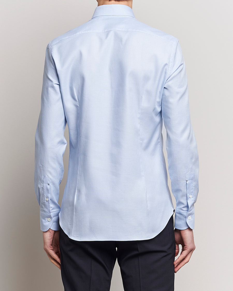 Homme | Chemises | Mazzarelli | Soft Cotton Texture Button Down Shirt Light Blue