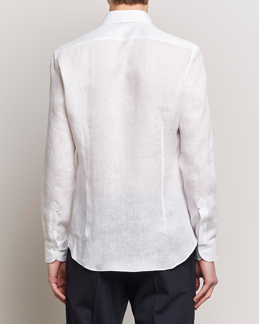 Homme | Chemises | Mazzarelli | Soft Linen Cut Away Shirt White