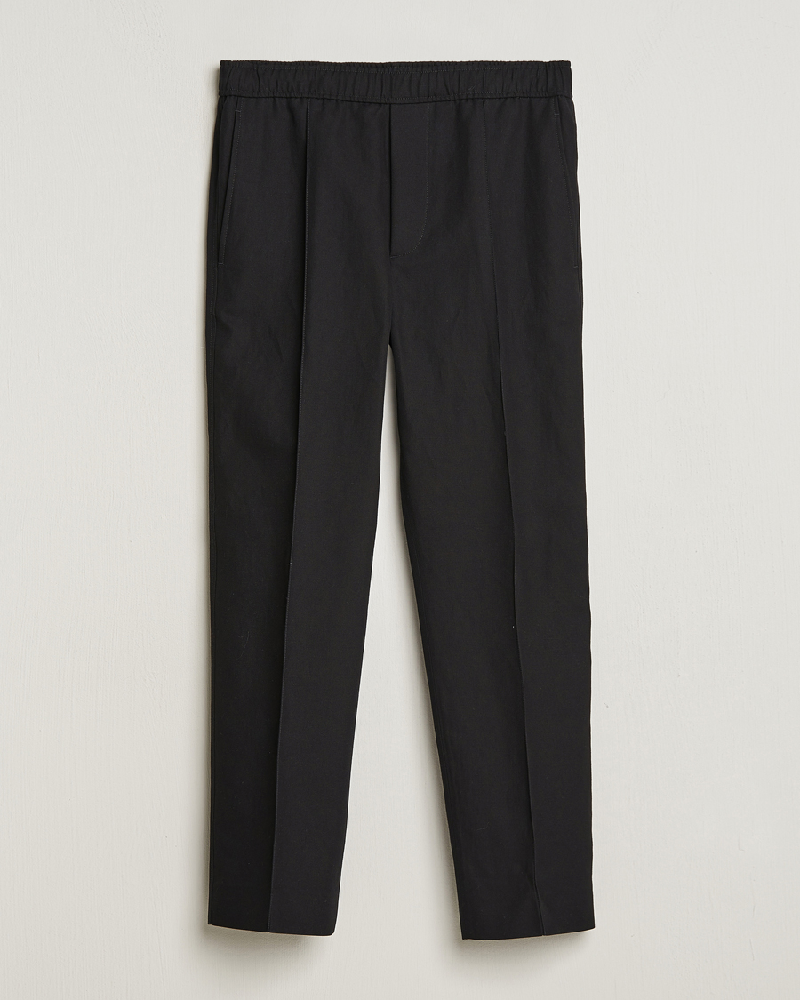 Homme | Pantalons | Lanvin | Cotton/Linen Drawstring Trousers Black