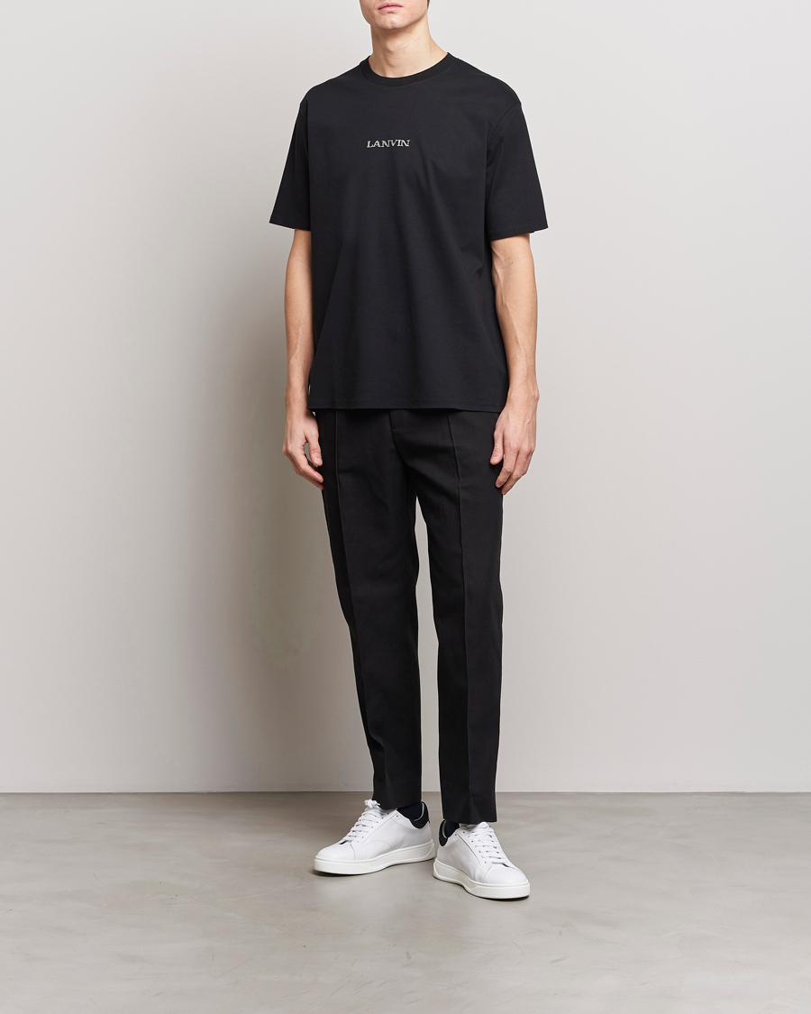 Homme | Pantalons | Lanvin | Cotton/Linen Drawstring Trousers Black