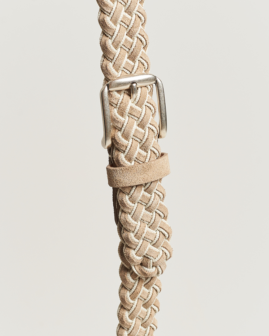 Homme | Anderson's Woven Suede Mix Belt 3 cm Beige | Anderson's | Woven Suede Mix Belt 3 cm Beige