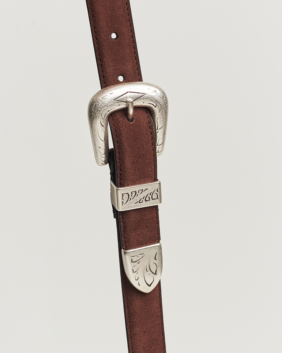 Heren | Anderson's Grained Western Suede Belt 2,5 cm Dark Brown | Anderson's | Grained Western Suede Belt 2,5 cm Dark Brown