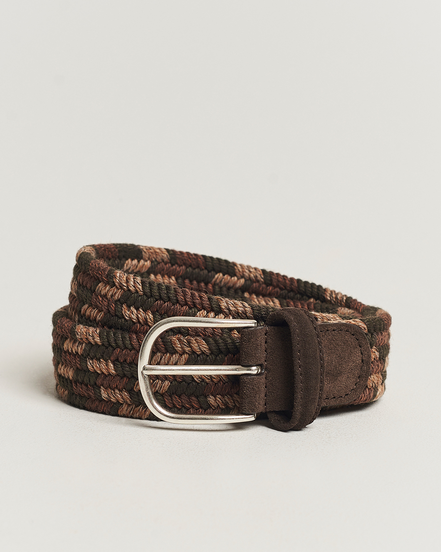 Homme | Anderson's Braided Wool Belt Dark Brown | Anderson's | Braided Wool Belt Dark Brown