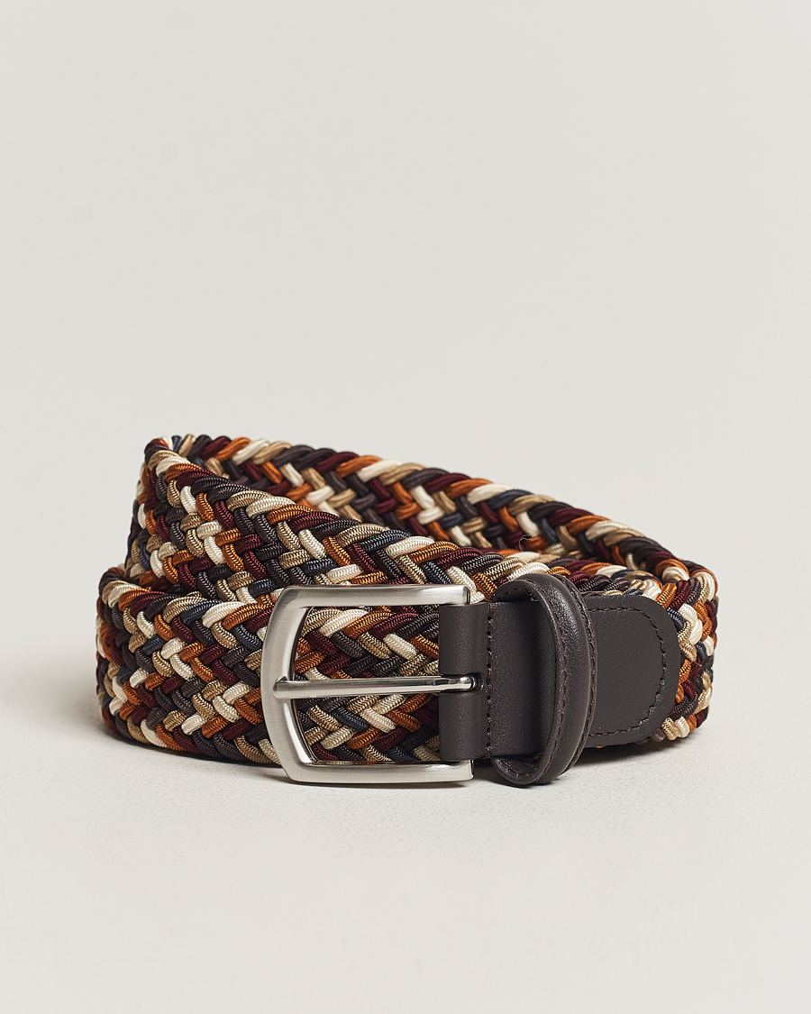 Homme | Anderson's Stretch Woven 3,5 cm Belt Multi Brown | Anderson's | Stretch Woven 3,5 cm Belt Multi Brown