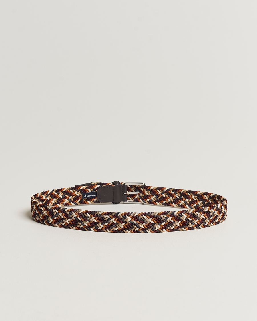 Homme | Anderson's Stretch Woven 3,5 cm Belt Multi Brown | Anderson's | Stretch Woven 3,5 cm Belt Multi Brown
