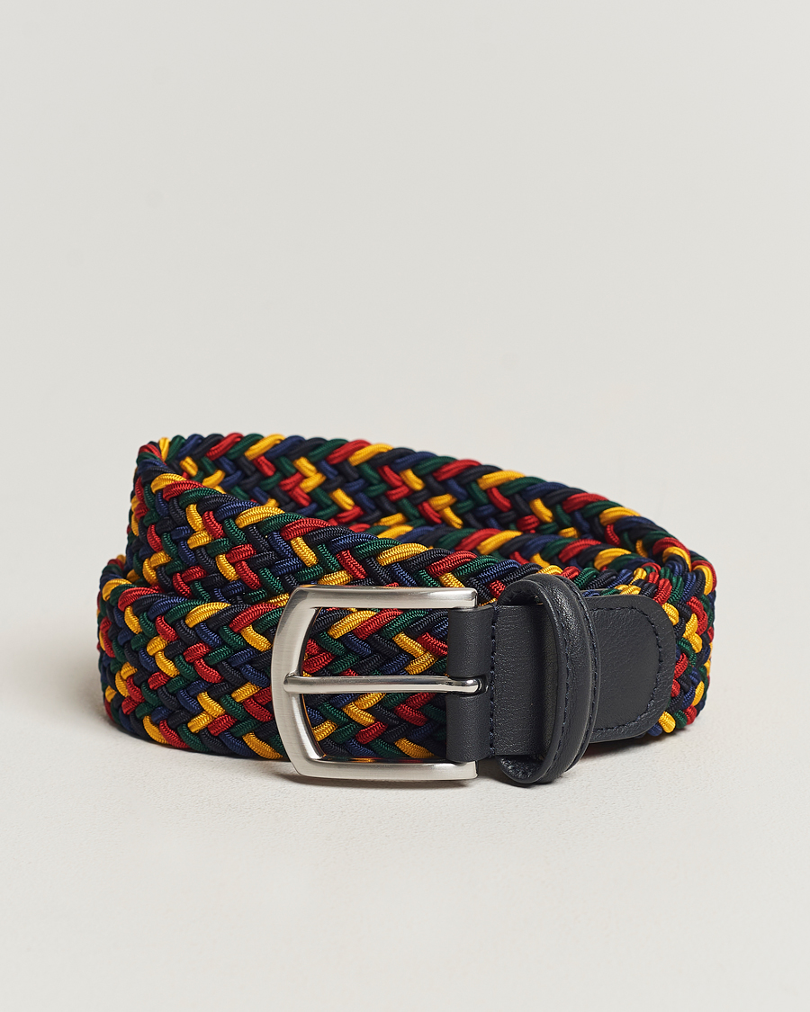 Homme | Anderson's Stretch Woven 3,5 cm Belt Ivy Multi | Anderson's | Stretch Woven 3,5 cm Belt Ivy Multi