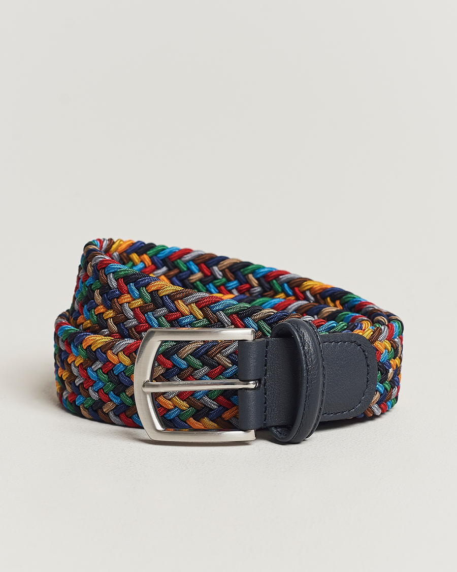 Heren | Riemen | Anderson's | Stretch Woven 3,5 cm Belt Dark Multi