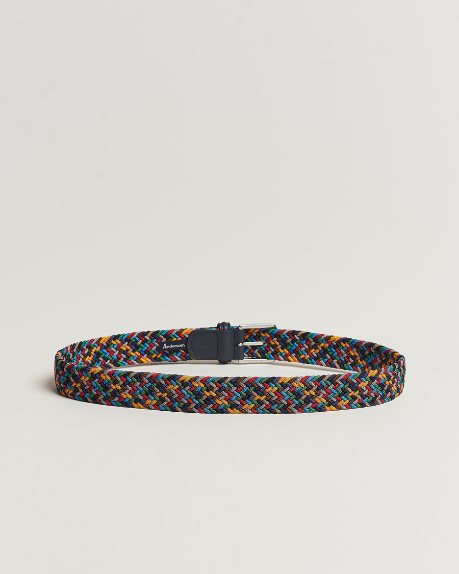Homme | Ceintures | Anderson's | Stretch Woven 3,5 cm Belt Dark Multi