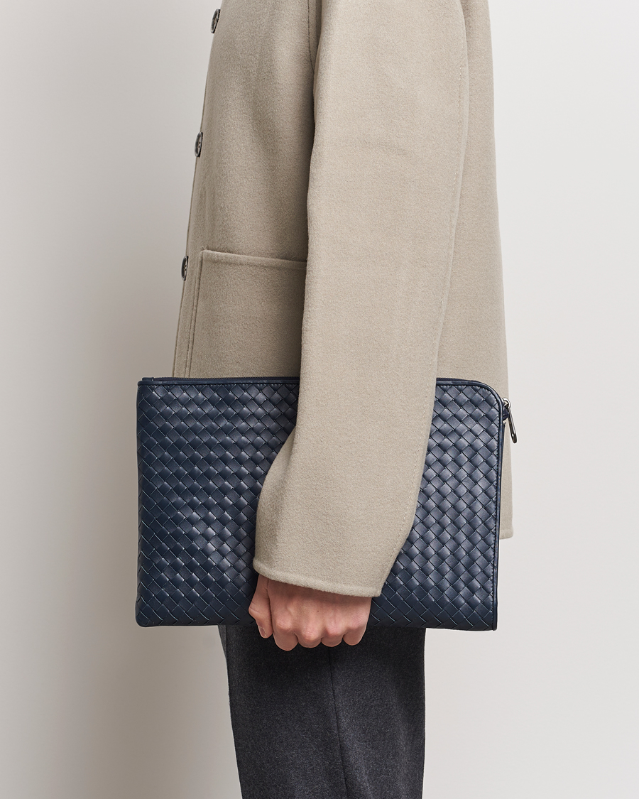 Heren | Bottega Veneta Pre-Owned Intrecciato Document Case Blue | Bottega Veneta Pre-Owned | Intrecciato Document Case Blue