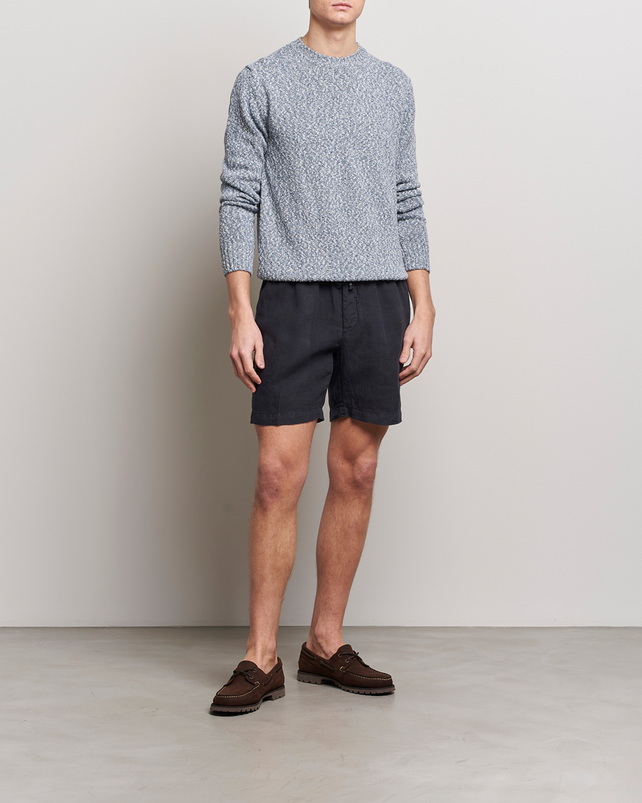 Homme | Pulls Et Tricots | Altea | Cotton Mouline Crew Neck Pullover Blue Melange