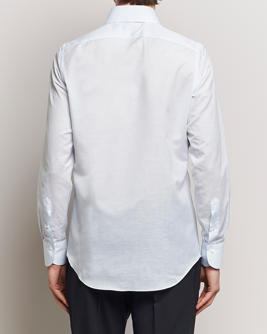 Heren | Overhemden | Finamore Napoli | Milano Slim Linen Dress Shirt Light Blue