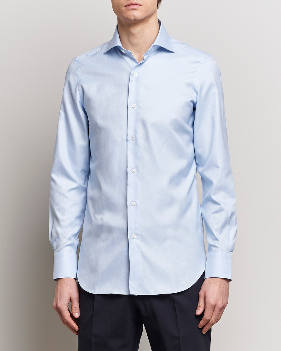 Homme | Chemises | Finamore Napoli | Milano Slim Royal Oxford Shirt Light Blue