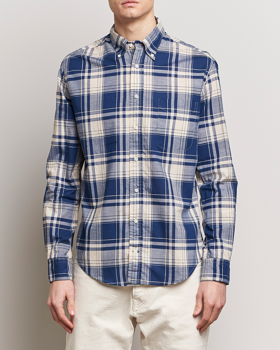 Heren | Overhemden | Gitman Vintage | Button Down Madras Shirt Blue Check