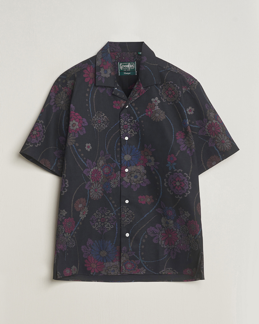 Heren | Overhemden | Gitman Vintage | Japanese Floral Jacquard Camp Shirt Black