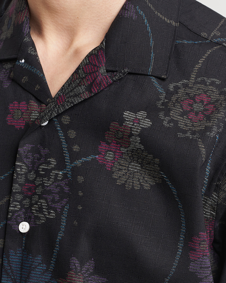 Heren | Overhemden | Gitman Vintage | Japanese Floral Jacquard Camp Shirt Black