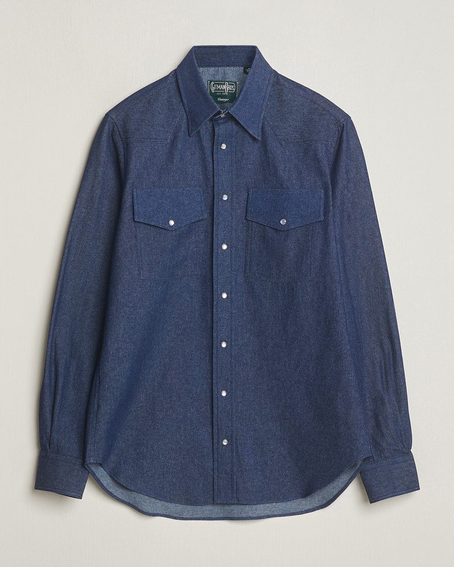 Heren | Overhemden | Gitman Vintage | Denim Western Shirt Dark Indigo