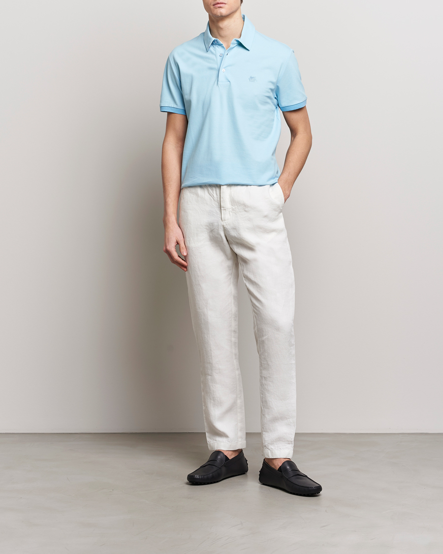Heren | Polo's | Etro | Contrast Paisley Polo Azzurro